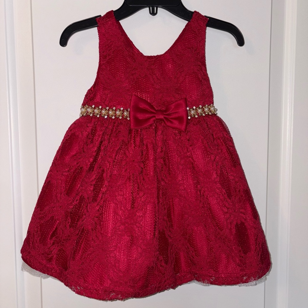 American Princess Red Lace Dress with Bow